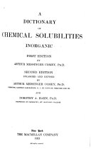 A Dictionary of Chemical Solubilities book cover