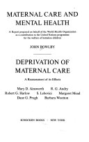 Maternal Care and Mental Health book cover