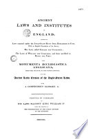 Ancient Laws and Institutes of England book cover