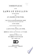 Commentaries on the Laws of England book cover