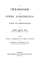 On Chloroform and Other Anaesthetics book cover