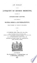 An Essay on the Antiquity of Hindoo Medicine book cover