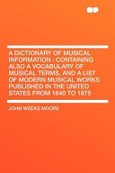 A Dictionary of Musical Information book cover