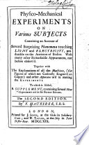 Physico-Mechanical Experiments On Various Subjects book cover