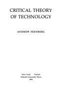 Critical Theory of Technology book cover